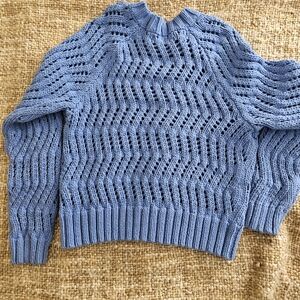 American Eagle Outfitters Light Blue Open-Knit Sweater